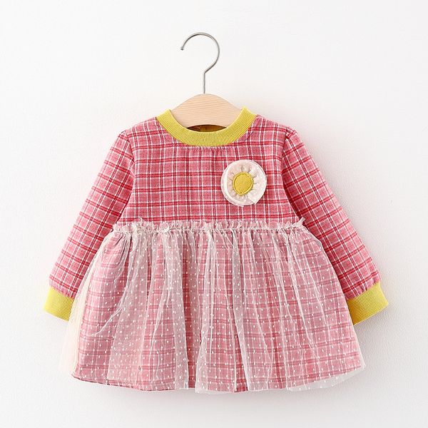 

kids designer clothes girlins selling new baby girl korean style dress spring and autumn girls western style long-sleeved mesh cotton sk, Red;yellow