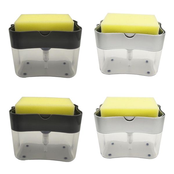 

4x soap дозатором caddy w / губка держатель reffilable для мытья посуды