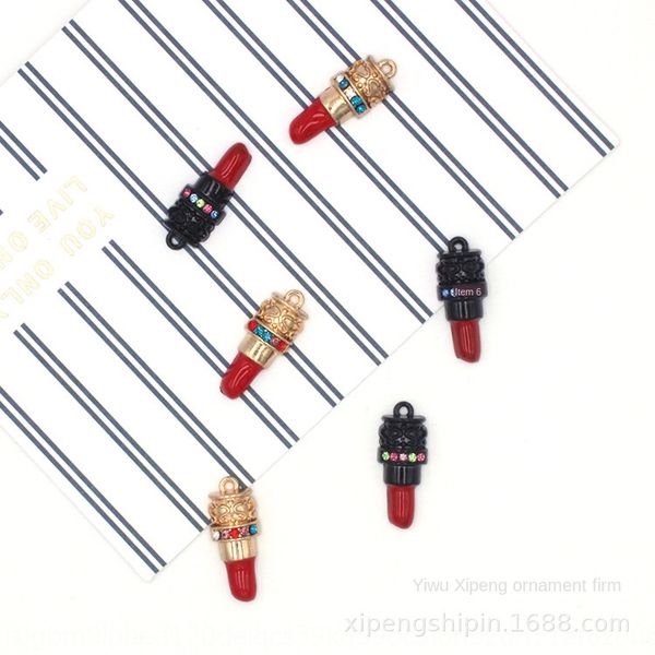 

diy accessories personalized diy lipstick oil drop alloy pendant simple paint lip stick lip gloss pendant, Silver