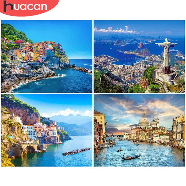 

huacan diy oil painting by numbers scenery drawing on canvas pictures by number seascape hand painted paintings home decoration