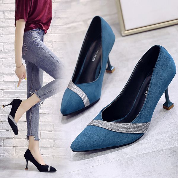 

women shoes pointed toe pumps leather dress high heels black boat shoes wedding zapatos mujer femmes sandales