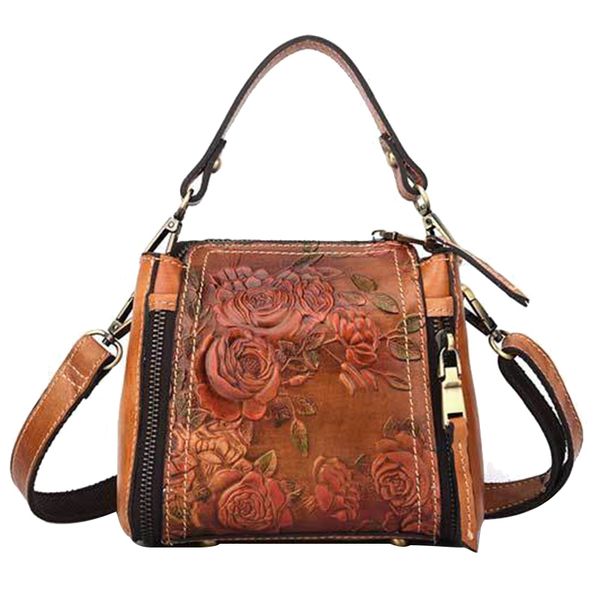 

2020 new embossed women crossbody tote handbag luxury flower female messenger shoulder bag 100% genuine leather bag