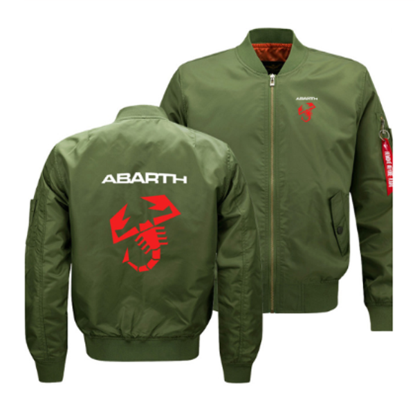 

2020 flying jacket wintter warm slim fit pilot jacket men abarth car logo print sweatshirt hip hop harajuku male clothing
