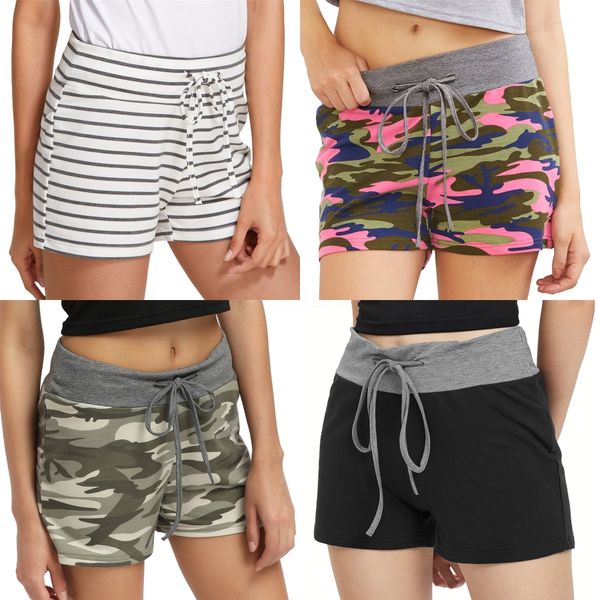 

women summer sports shorts loose solid color pocket elastic band daily high waist plus size ladies fashion short workout female#6841, White;black