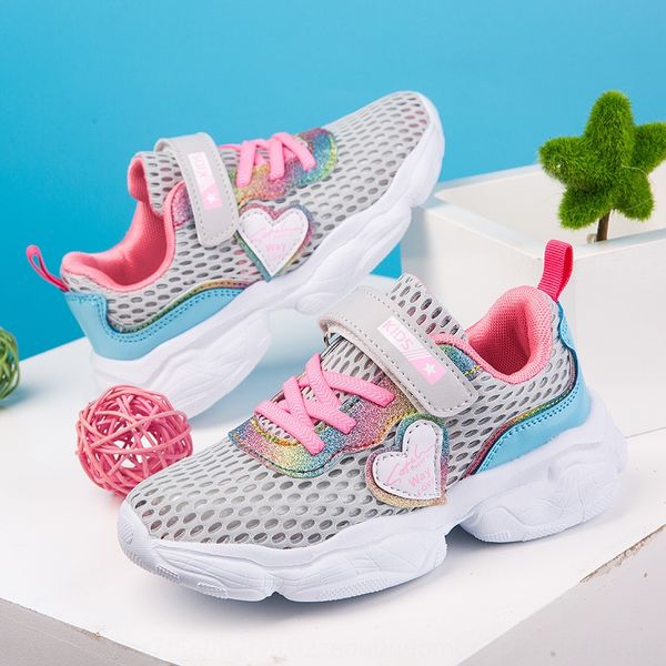 

rmulb summer 2020 new girls' sneakers hollowed-out breathable single sports running mesh shoes for medium and large children girls&#039, Black