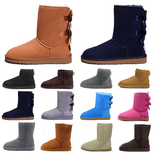 

2020 new wgg fashion designer women ankle winter australia boots brown tall bailey bowknot womens work over the knee thigh high fur boot