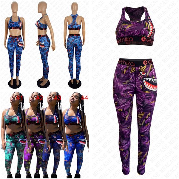 

женщины shark дизайнер купальник 2 piece set push up vest танк bras + кальсоны гетры плавание wear купальный костюм мультфильм пляжная hot d, White