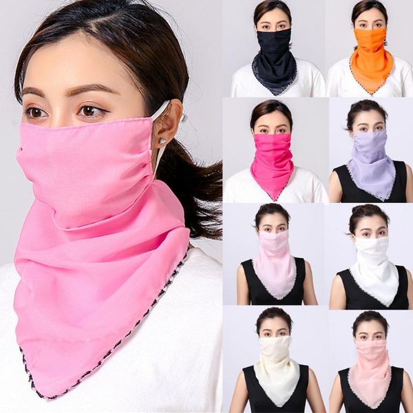 

fashion women sun chiffon protection scarf facemask earloop dustproof neck scarf protective cover filter scarves mondkapjes, Black