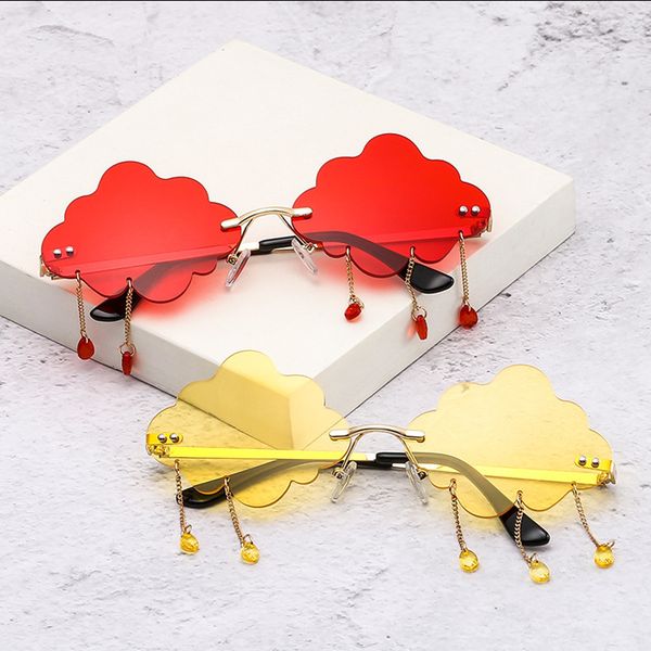 

2020 clouds tassel steampunk sunglasses rimless women vintage sun glasses men frameless punk glasses shades uv400 oculos, White;black