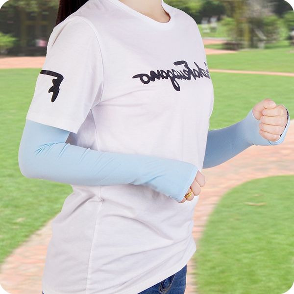 

wzgzr korean style summer sun protection running men's gloves outdoor cycling thin bicycle sleeve ice sleevesilk ice sleeve women, Black