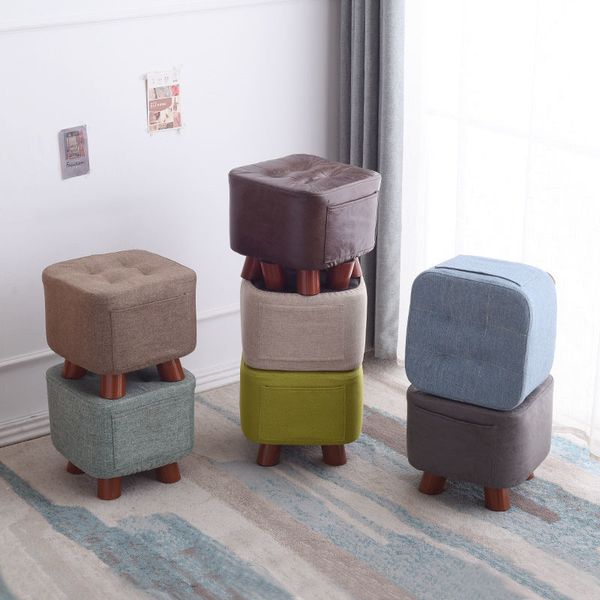 

low stool solid wood stool fashion household sitting pier living room sofa stool creative fabric chair square bench