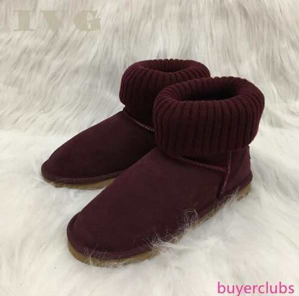 

women boots australian boots women snow boots knit turned-over leather winter warm outdoor boot shoes brand ivg size us4-14, Black;green