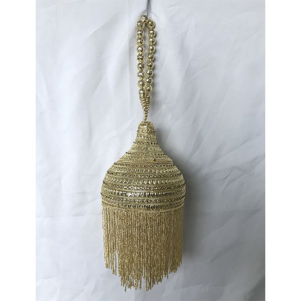 

doyutig style women hand-made beaded clutch bags vintage gold tassel crossbody bag lady evening bag wedding clutches f703