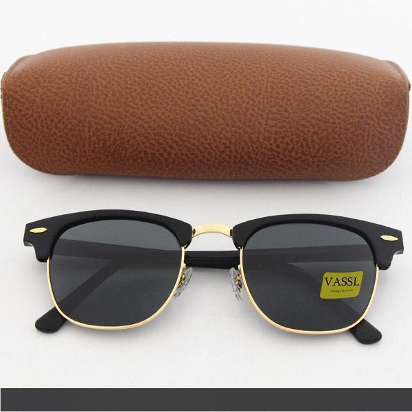 

1pcs luxury vassl sunglasses for women designer fashion beach style plank frame with black uv protection lens come with case, White;black
