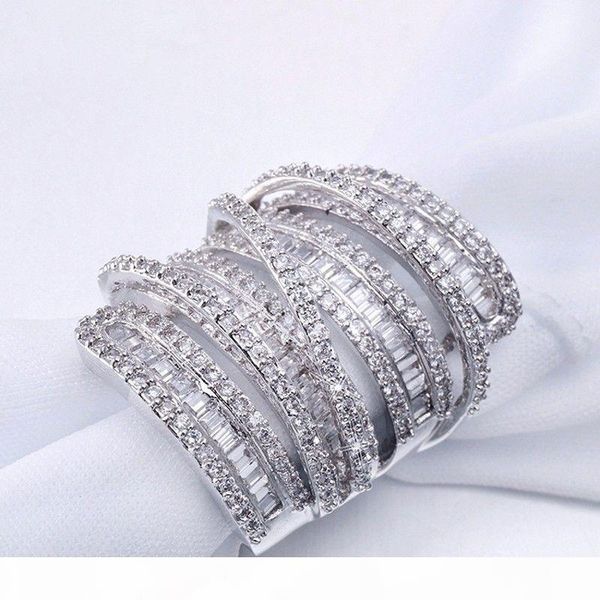 

f full princess cut luxury jewelry 925 sterling siver 925 sterling silver white sapphire simulated diamond gemstones wedding women ring, Slivery;golden