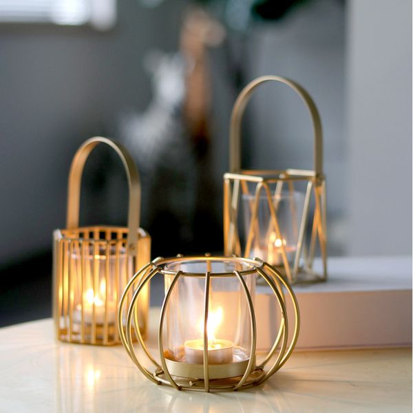 

golden ironwork hollow home decoration candle empty cup candlestick decoration