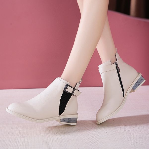 

lady boots женская обувь осень пинетки женщина 2020 низкий каблук обувь зимняя сапоги-женщины роскошные дизайнерские круглый toe дамы, Black