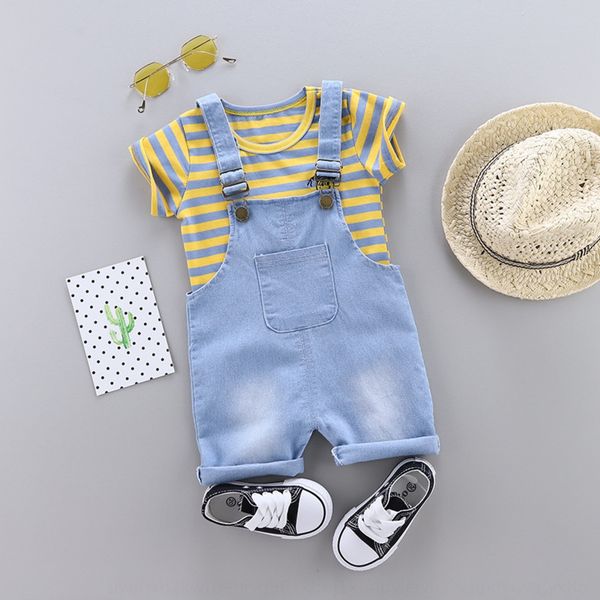 

nwqot children's summer korean style casual sling clothing t-shirt clothing round neck striped t-shirt short sleeve cartoon smiley face