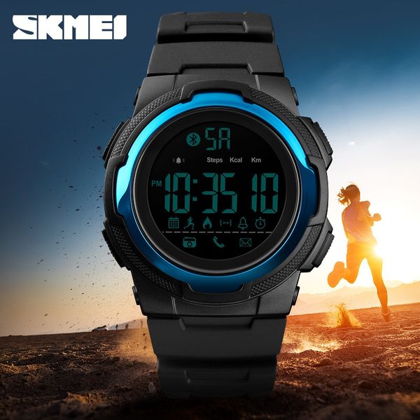 

shikemei multifunctional sports watch calorie calculation call reminder remote control p men's bluetooth smart watch, Blue