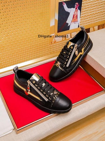 

2021-2020k young luxury design printed embroidery stitching men 's low -lace -up casual shoes ,high -quality fashionable wild spor, Black