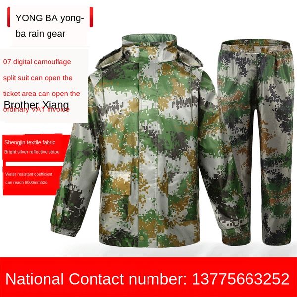 

shi shang nan nv motorcycle and rain pants jungle camouflage raincoat suit motorcycle split raincoat, Black