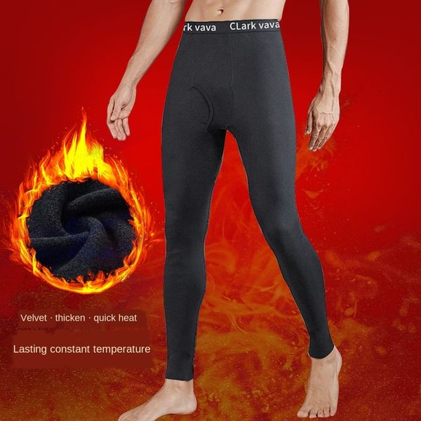 

зима новый бархата утолщенного stretch мужских сплошного цвета термической тонкая середина теплого теплые брюки талия осенних брюки цельная, Black;brown