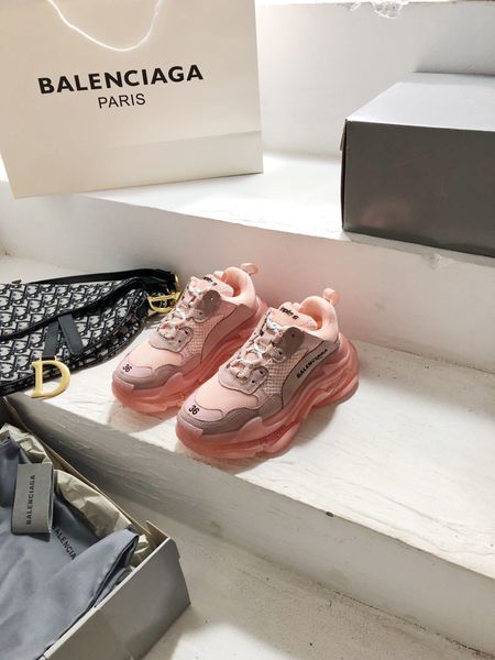 

luxury designer fa triple s clear sole sneakers for men and women leather cushion thick-soled sneakers high-quality casual shoes