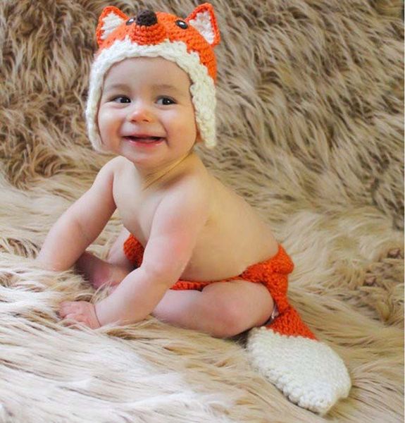 

new fox newborn pgraphy clothing and props hundred-day baby knitted theme pgraphy props knitted hat for children, Yellow