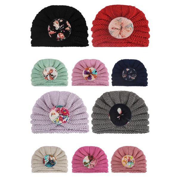 

cute children knotted wool hat baby boys girls printed knit hats f3me, Yellow