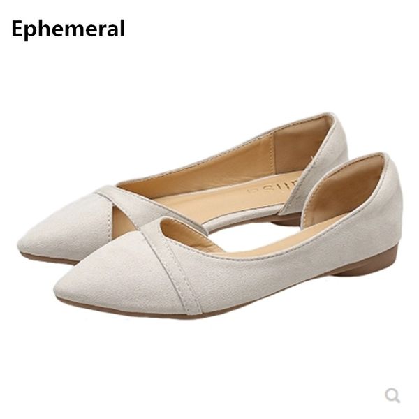 

women outdoor flats mocasine cut-out flock pointy toe slip-on for wide foot dress shoes american style plus size 13-3 black grey