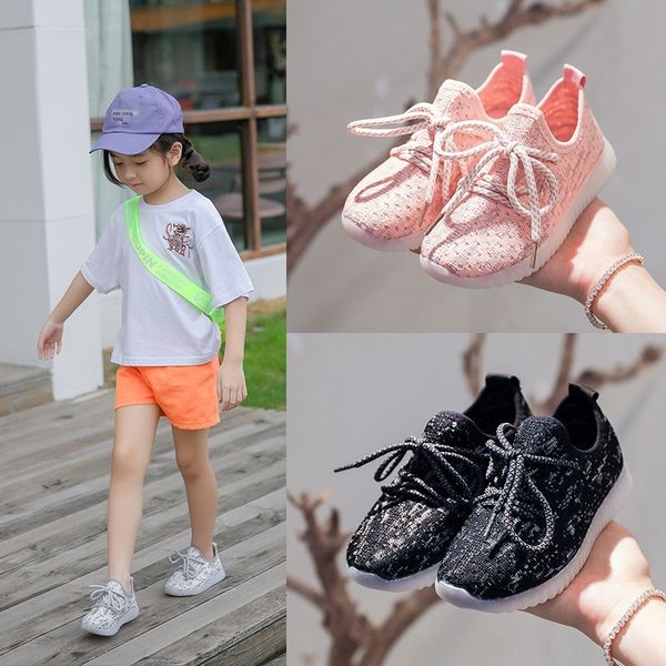 

new children's in autumn 2020 korean style flying casual sports sports shoes shoes for boys and girls, Black