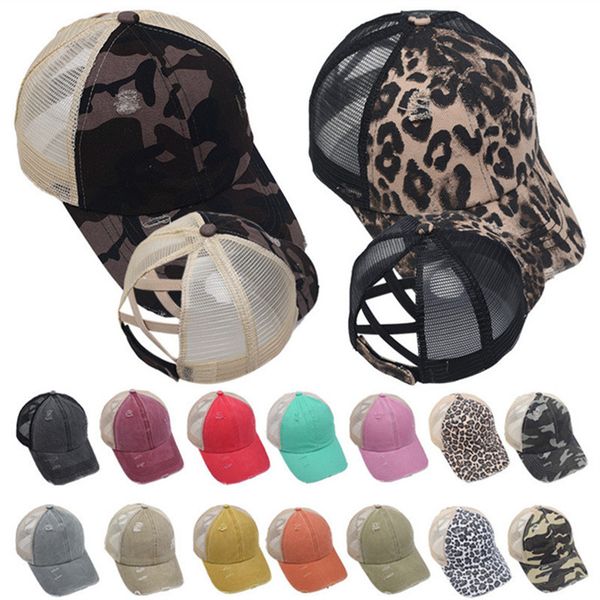 

18colors washed ponytail baseball caps women messy bun hat casquette cotton mesh hip hop visor cap trendy hats sunhat outdoor snapbacks, Yellow