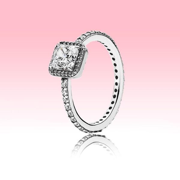 

квадратные искры halo ring женщины девушки свадебные украшения для пандора 925 стерлингового серебра обручальных колец подарка атмосферостой, Slivery;golden