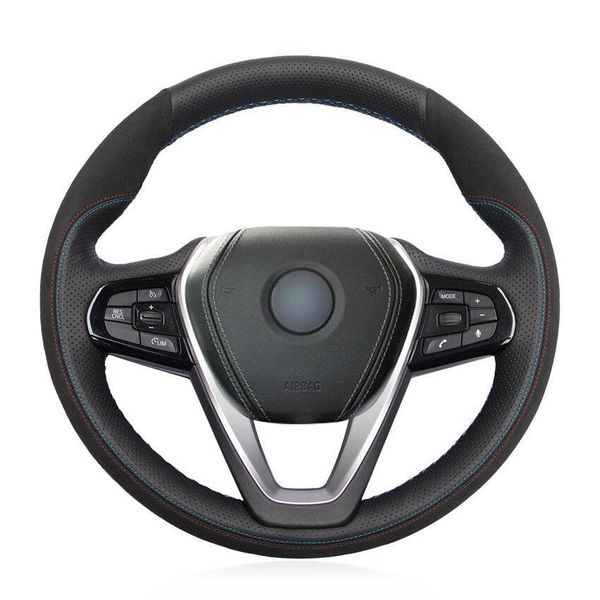 

for 530e 2016-2018 g32 gt 630i black suede genuine leather steering wheel cover