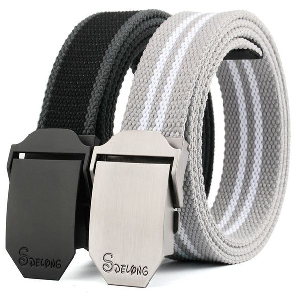 

cetiri plus size 110-160cm men's canvas belt smooth buckle belt simple striped personality trendy youth student, Black;brown