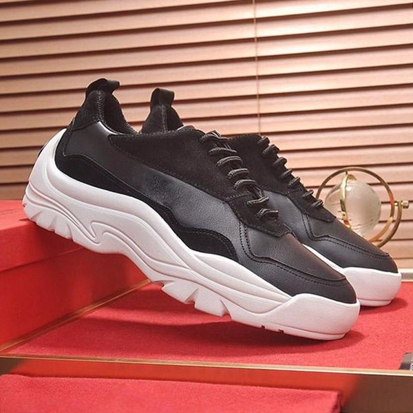 

new arrival gumboy calfskin sneaker men 's shoes autumn and winter vintage footwears breathable lace -up fashion luxury sports men sho, Black