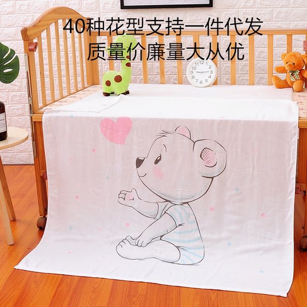 

daqxm bamboo fiber newborn cartoon printed gauze double layer children's bath towel quilt summer super soft absorbent baby ice silk bat