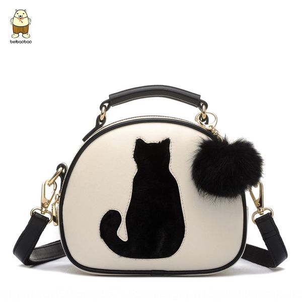 

north new cute lady single shoulder kitten fur ball cross fashion portable round small small bag ball bag bag, White