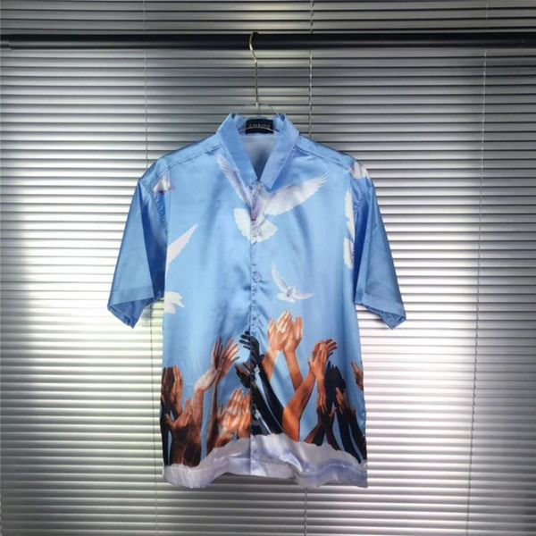 

men's casual shirts 2021ss blue peace dove shirt men women tees mens dress streetwear, White;black