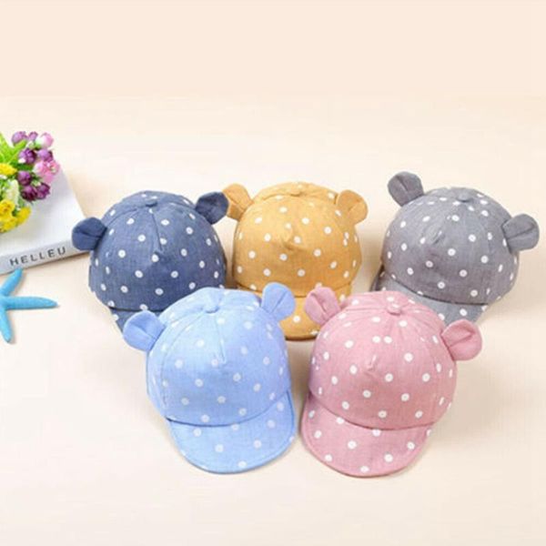 

children hats toddler cap cute dot baby cap girls boys sun hat with ear, Yellow