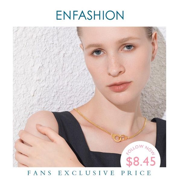 

enfashion punk handcuffs pendant necklace choker for women stainless steel link chain necklace fashion femme jewelry gifts p3013, Silver