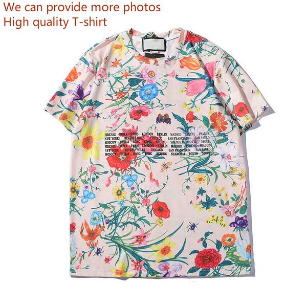

summer women t shirt tshirts with letters breathable short sleeve couple with flowers tee shirts wholesale, White