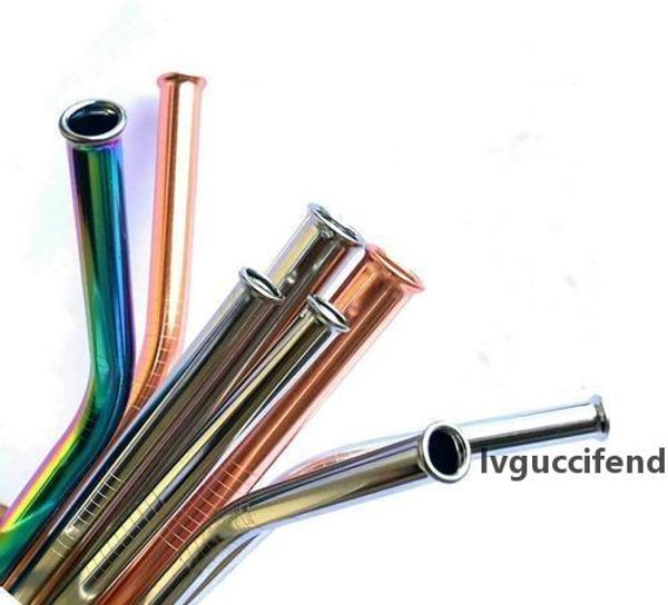 

8.5inch scratch-proof stainless steel straw colorful anti-scratch straw straight and bent metal drinking straw bar tool