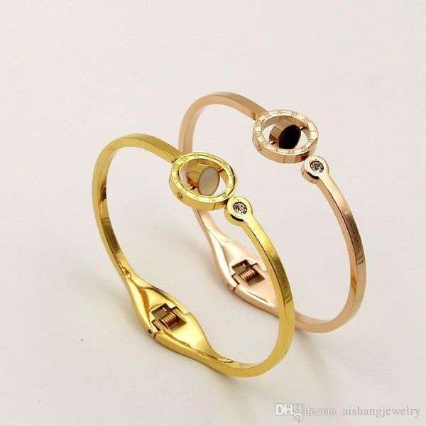

pb57 2018 new fashion rome figures circle rotatable black and white gold plate bangle ing