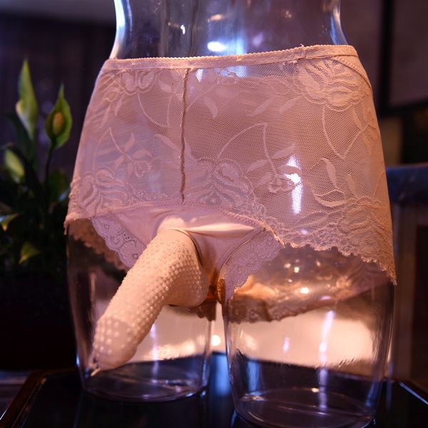 

men's underwear boxers breathable thin silicone lace underwear lace open-range silicone jj set youth boxers summer, Black;white