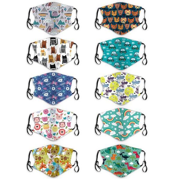 

kid cartoon mask pm2.5 anti-fog haze dust protection washable hanging ear type baby mask cat dinosaurs rainbow panda face mask wholesale