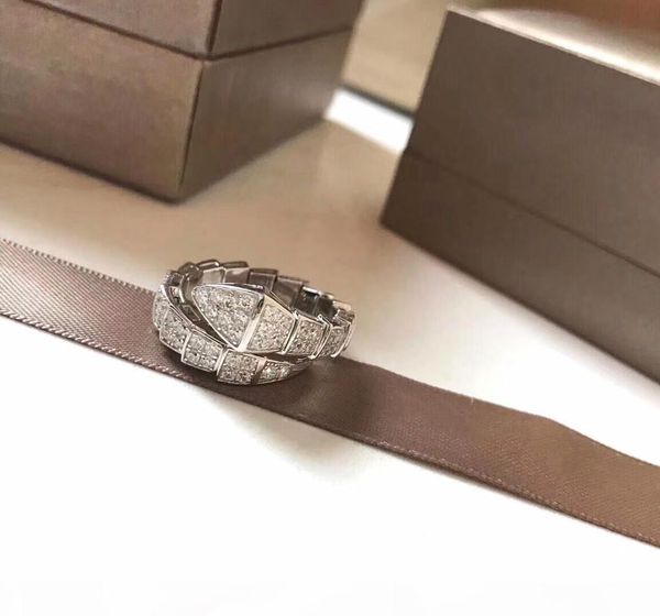 

s925 стерлингового серебра способ змеиных форм полных алмазы открытие дизайнер кольцо роскошь дизайнер ювелирных изделия женщины кольцо, Golden;silver