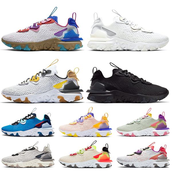 

2020 nik mens trainers react vision women running shoes pn dust white black grey yellow epic react element blue sneakers, White;red