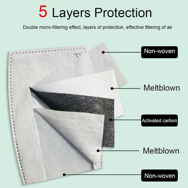 

anti pollution pm2.5 activate carbon mask filter replaceable face mask filter 5 layers protection wholesale sp002