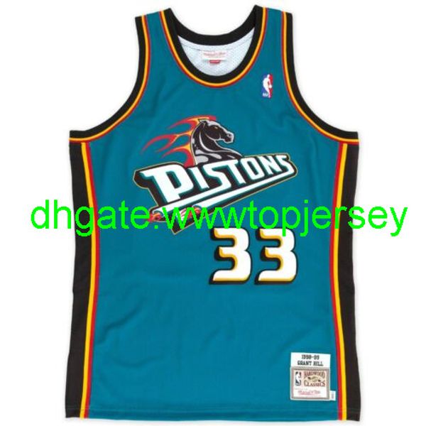 

дешевые грант хилл # 33 mitchell баскетбольные майки ness 1998-99 топ-джерси отсылок вест прошитой, Gray